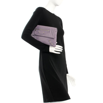 Balenciaga Agneau Giant 12 Silver Hardware Envelope Clutch Glycine 2 of 8
