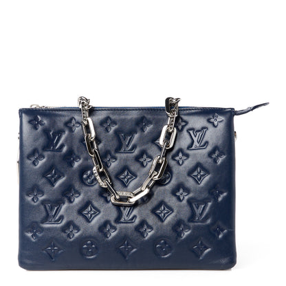 Louis Vuitton Lambskin Embossed Monogram Coussin PM Navy 1 of 9