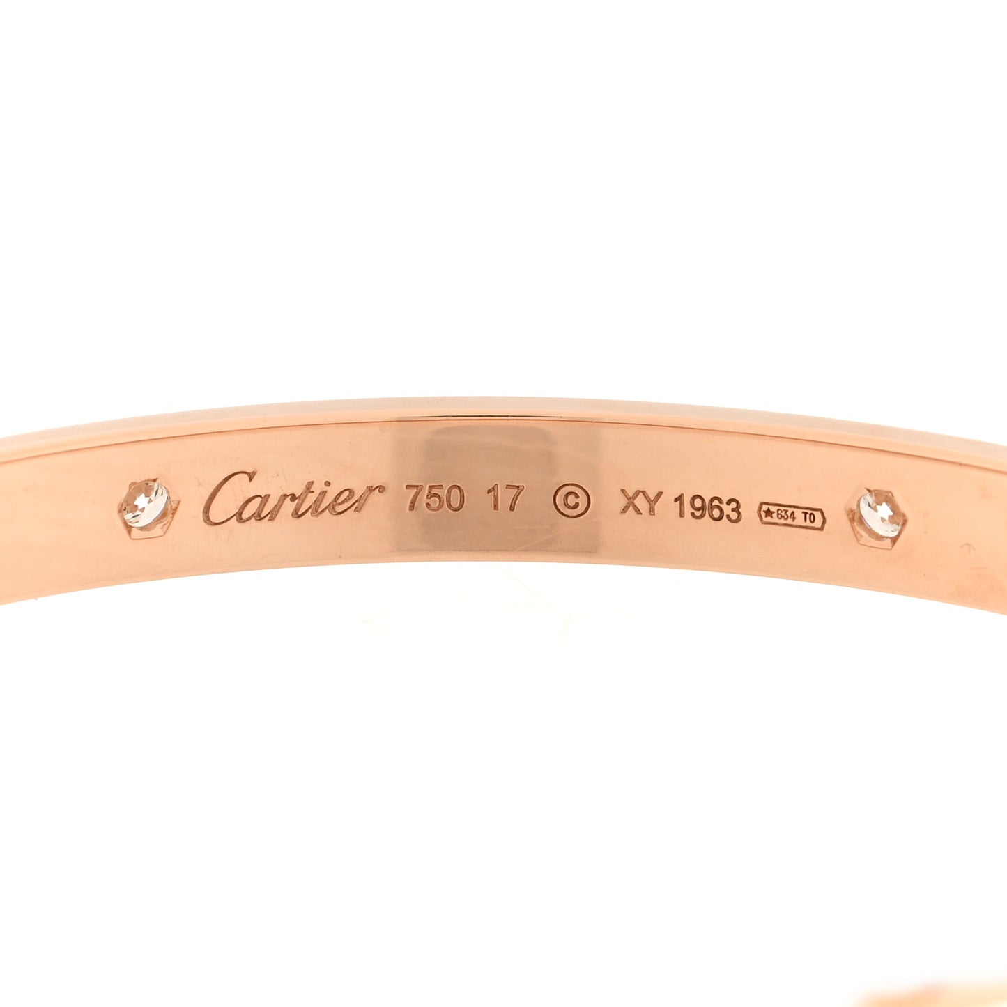 18K Pink Gold 4 Diamond LOVE Bracelet 17