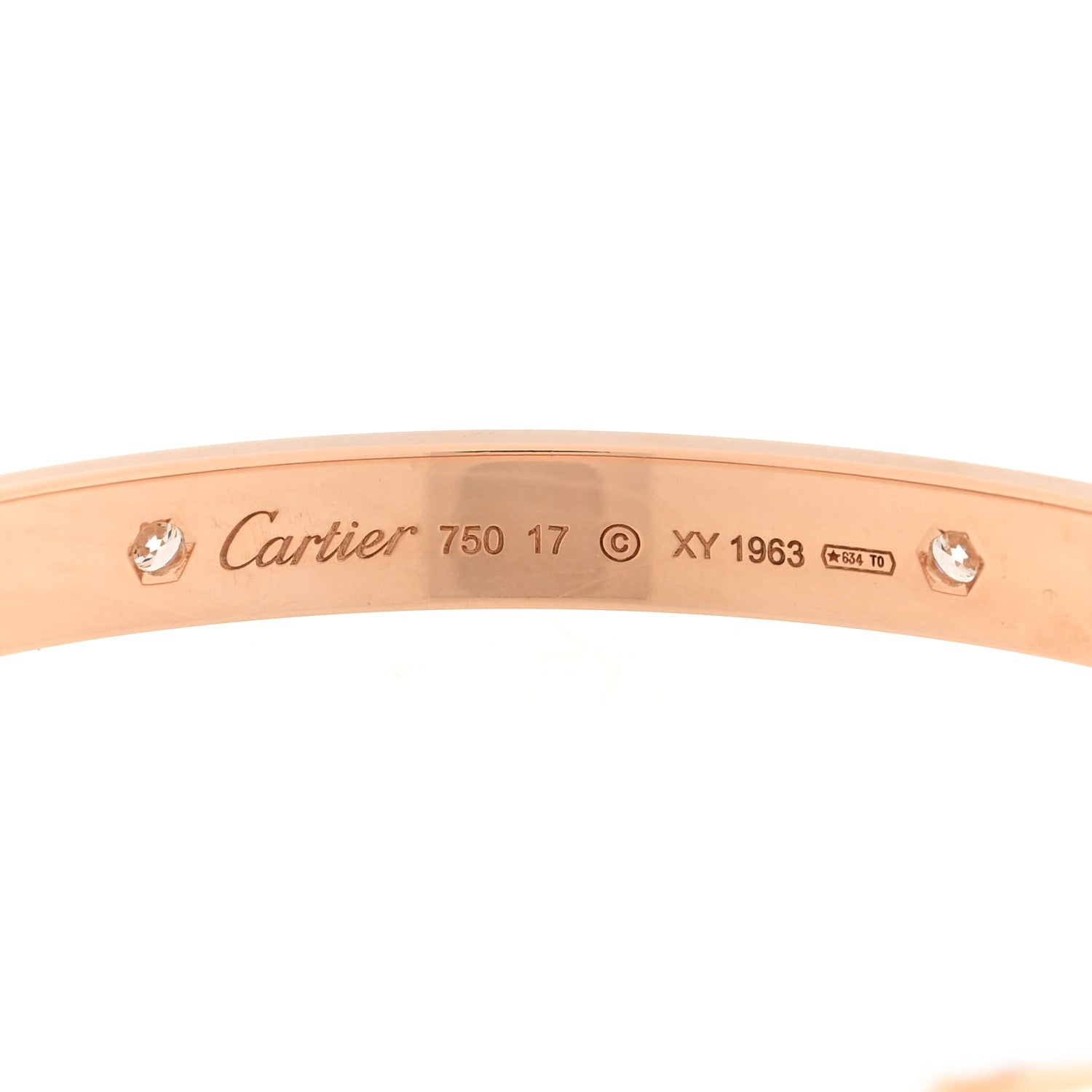 Cartier 18K Pink Gold 4 Diamond LOVE Bracelet 17 3 of 7