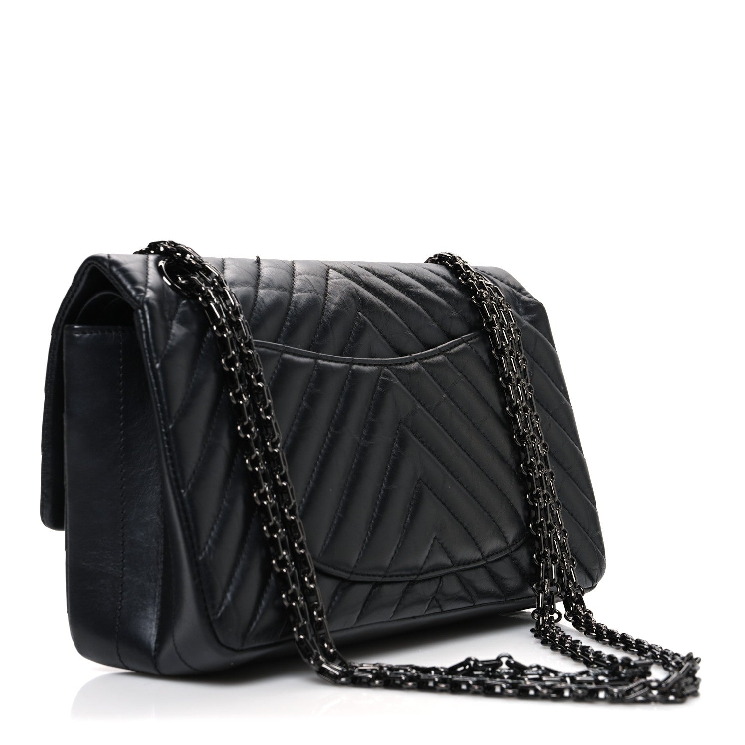 Chanel Aged Calfskin Chevron Quilted 2.55 Reissue 225 Flap So Black 3 of 11