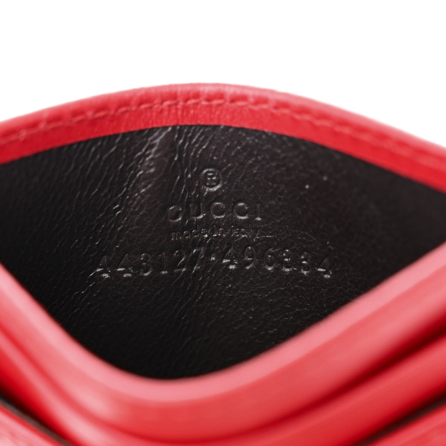 Calfskin Matelasse GG Marmont Card Holder Hibiscus Red