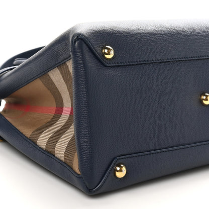 Burberry Derby Calfskin Vintage Check Medium Banner Tote Regency Blue 8 of 9