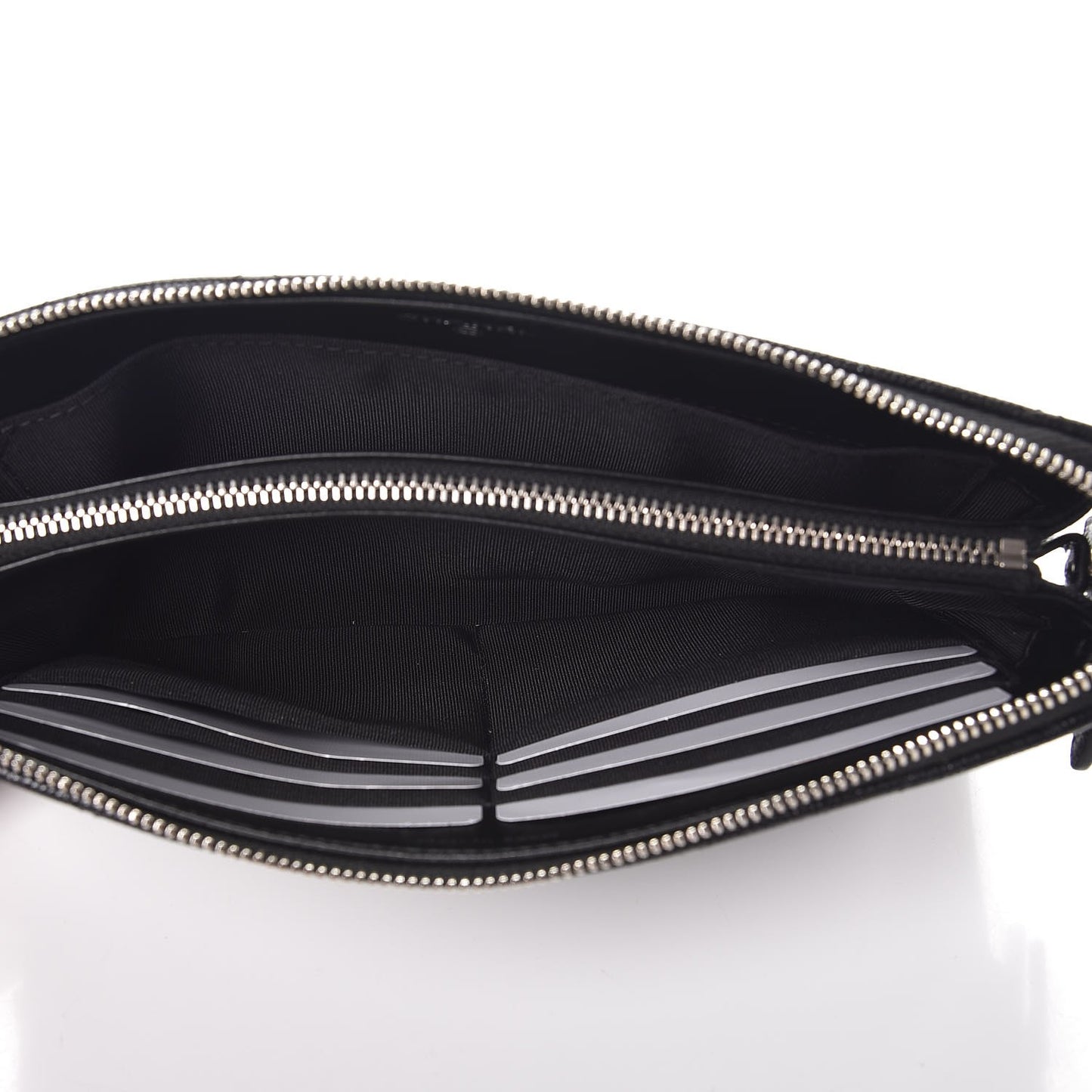 Iridescent Caviar Quilted Large Zipped Clutch Black