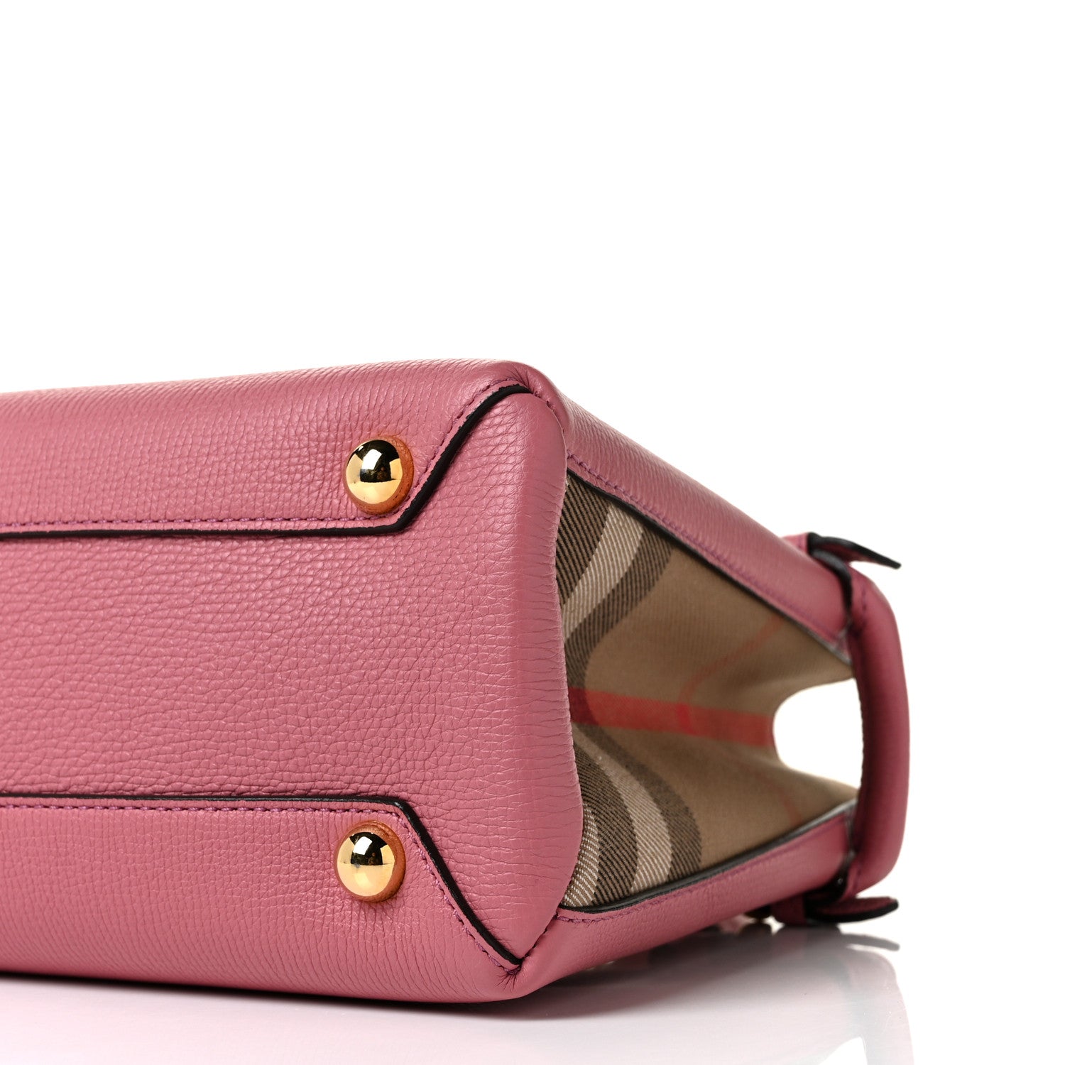 Burberry Grainy Calfskin House Check Small Banner Tote Mauve Pink 7 of 7