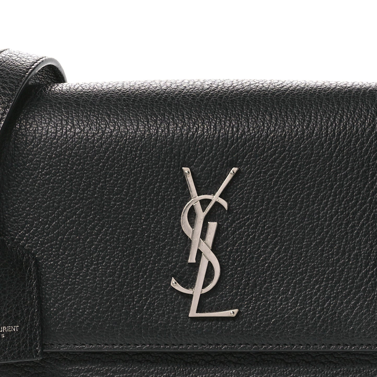 Grained Calfskin Medium Monogram Sunset Satchel Black