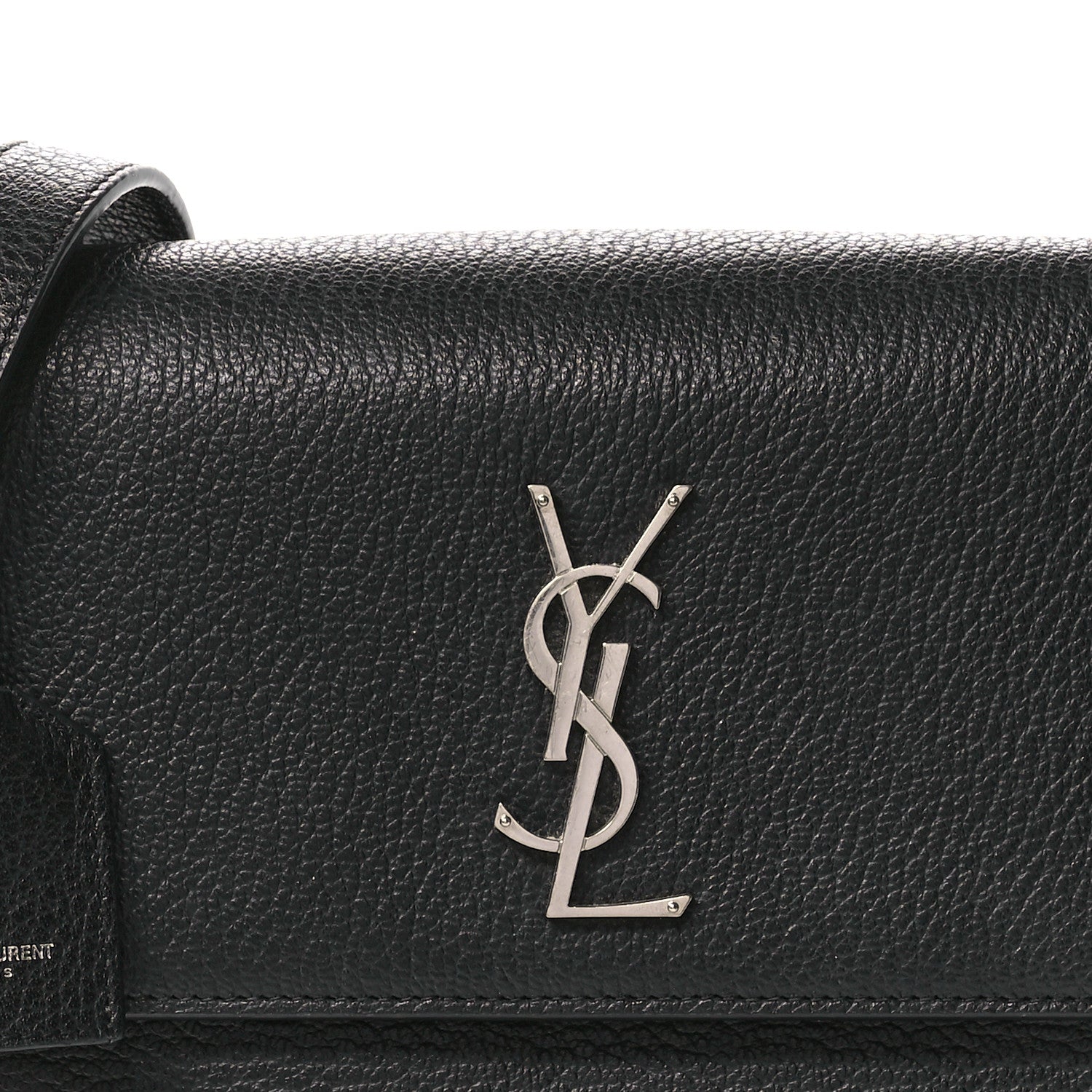Saint Laurent Grained Calfskin Medium Monogram Sunset Satchel Black 8 of 14