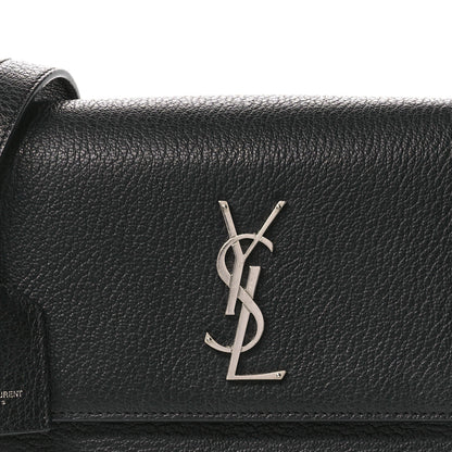 Saint Laurent Grained Calfskin Medium Monogram Sunset Satchel Black 8 of 14