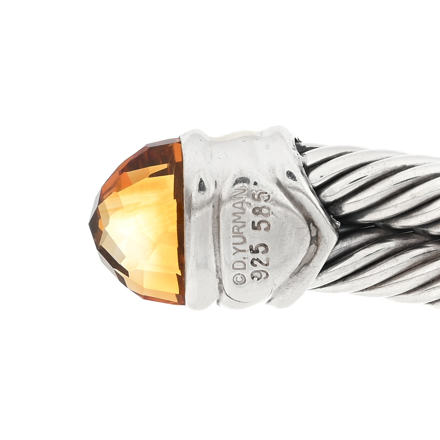 David Yurman Sterling Silver 14K Yellow Gold Citrine Pink Tourmaline Double Cable Renaissance Bracelet 3 of 3