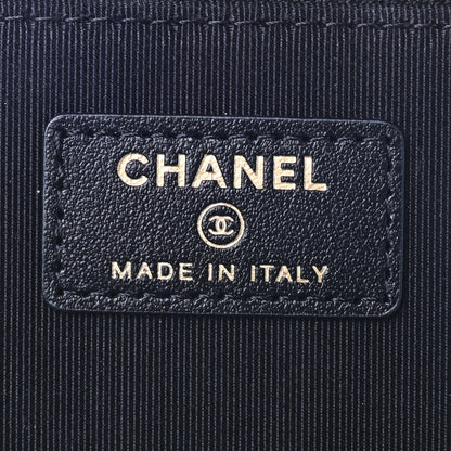 Chanel Lambskin Camellia Embossed Small Vanity Case With Chain Black 6 of 9