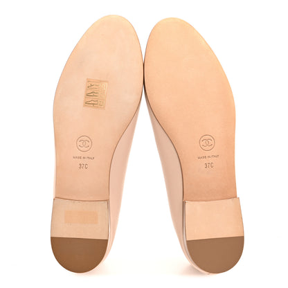 Chanel Lambskin Cap Toe CC Ballerina Flats 37 Beige 6 of 9