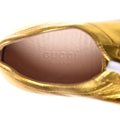 Gucci Metallic Nappa Peggy Platform Sneakers 37.5 Oro Vecchio 6 of 11