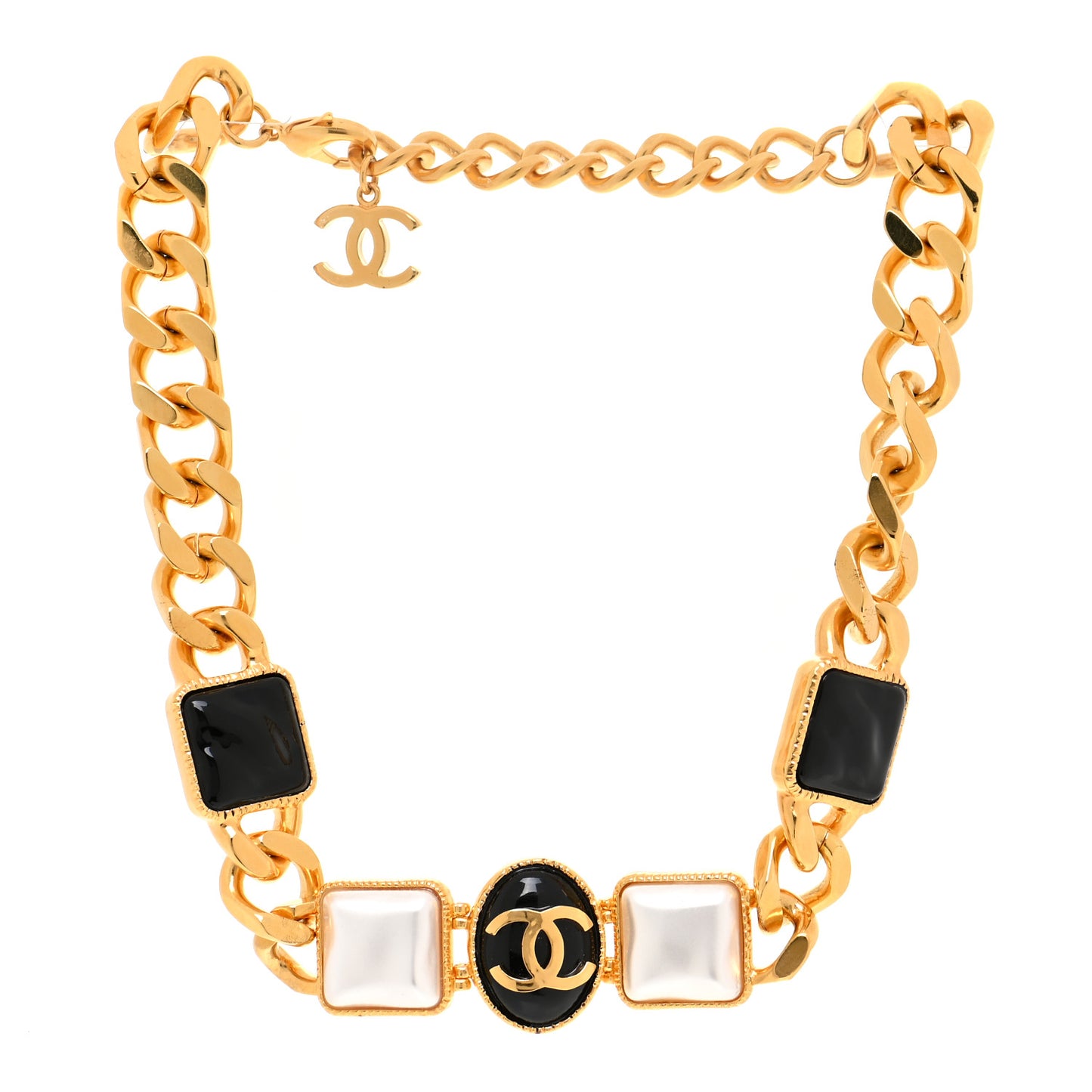 Metal Pearl Resin Obazine CC Choker Gold Black
