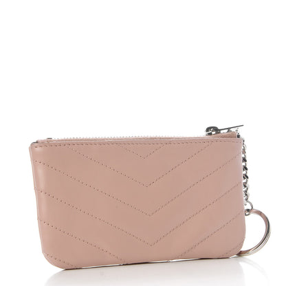 Saint Laurent Calfskin Matelasse Monogram Key Pouch Pale Pink 3 of 8