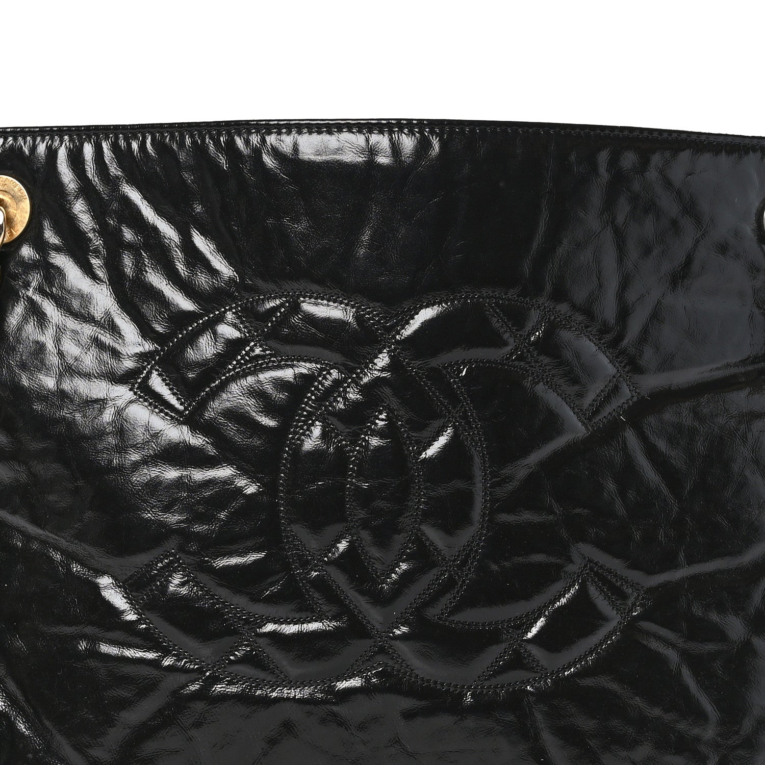 Chanel Shiny Aged Calfskin Quilted Small Shopping Bag Black 9 of 11