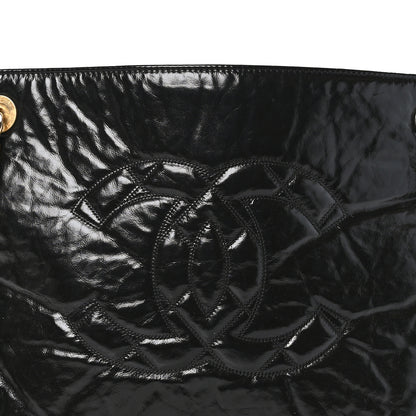 Chanel Shiny Aged Calfskin Quilted Small Shopping Bag Black 9 of 11