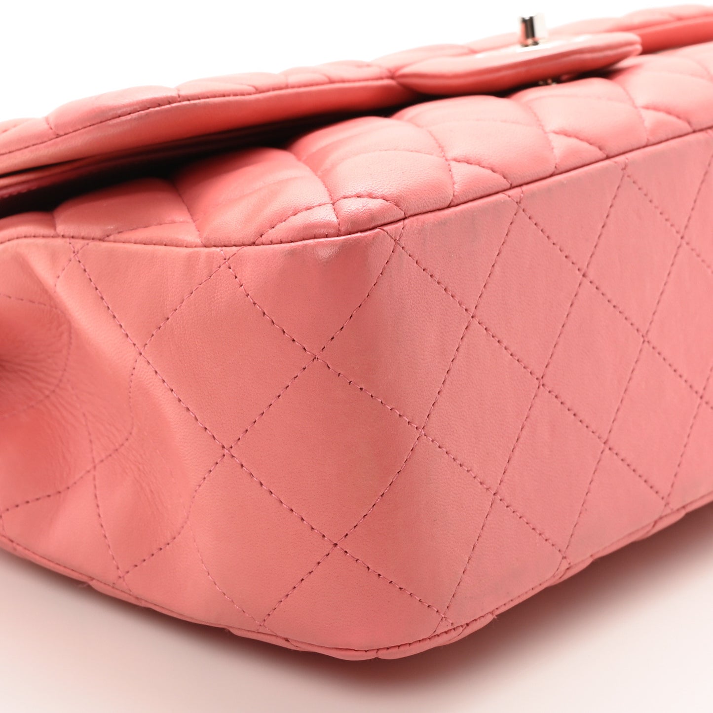 Lambskin Quilted Jumbo Double Flap Pink