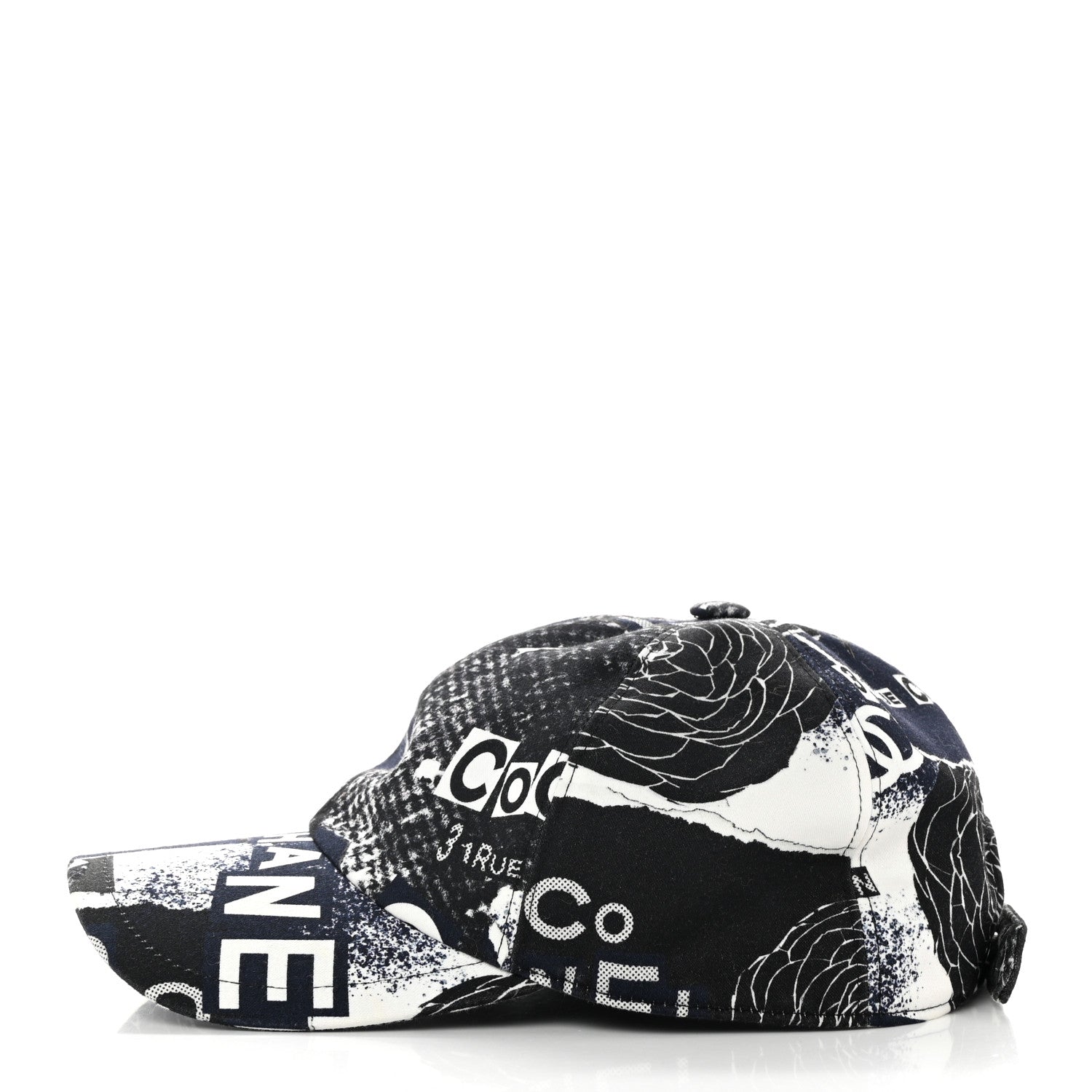 Chanel Cotton Coco Print Cap Hat Navy Black White 4 of 9