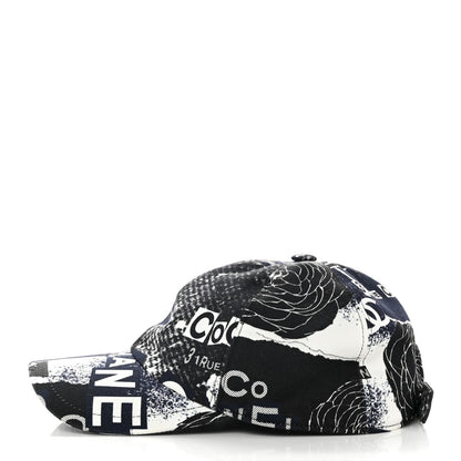 Chanel Cotton Coco Print Cap Hat Navy Black White 4 of 9