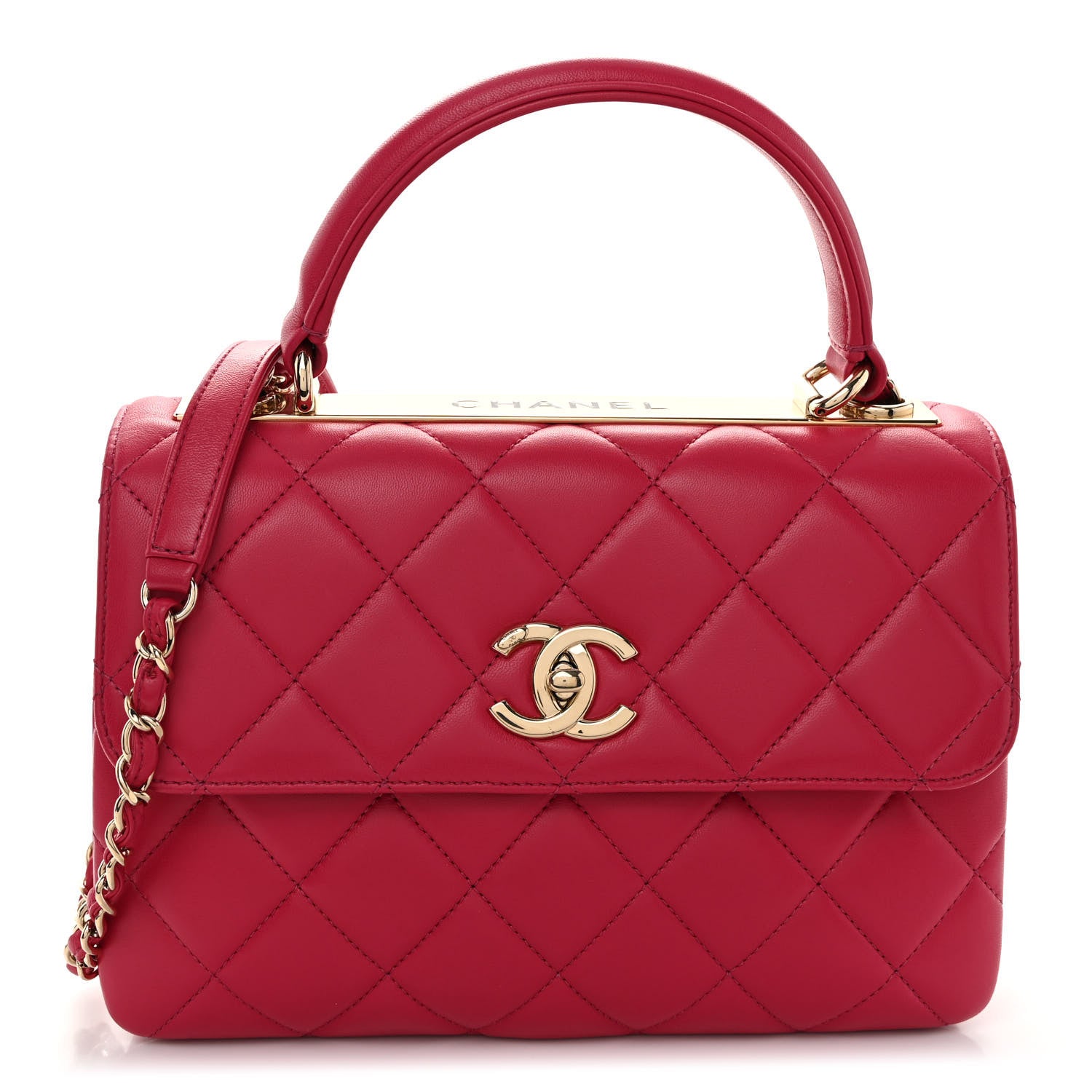 Chanel Lambskin Quilted Small Trendy CC Dual Handle Bag Dark Pink 1 of 11
