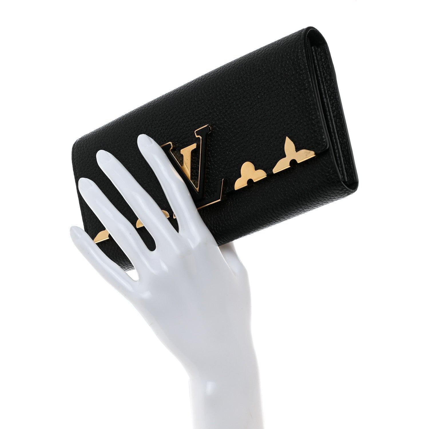 Louis Vuitton Taurillon Embellished Capucines Long Wallet Black 2 of 7
