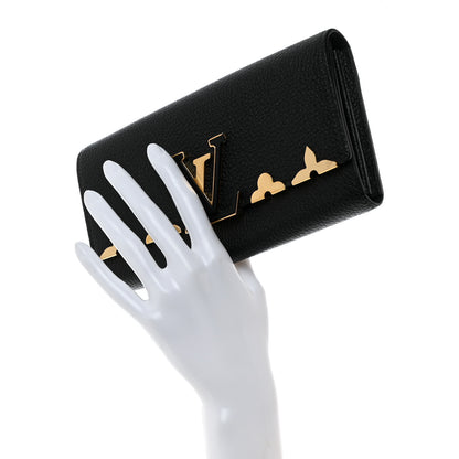 Louis Vuitton Taurillon Embellished Capucines Long Wallet Black 2 of 7