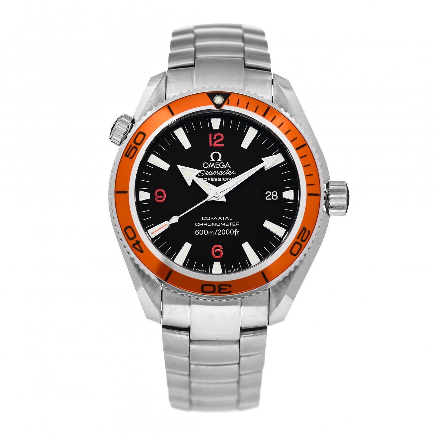 Stainless Steel 42mm Seamaster Planet Ocean Diver Automatic Watch Orange 2209.50.00