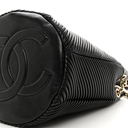 Chanel Lambskin Chevron Drawstring Bag Black 10 of 10