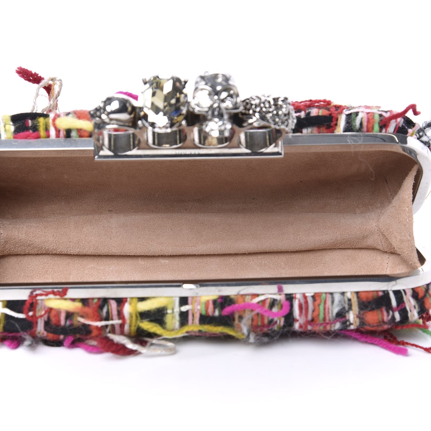 Tweed Wishing Tree Skull Knuckle Box Clutch Multicolor