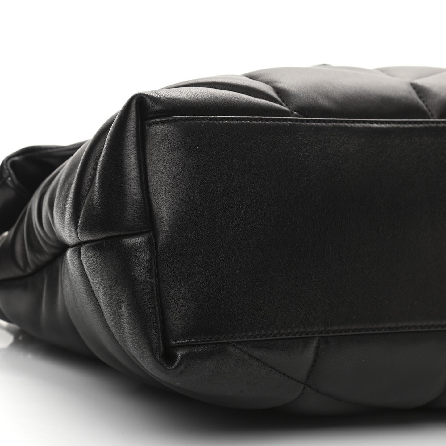 Lambskin Quilted Medium Loulou Puffer Monogram Chain Satchel Black