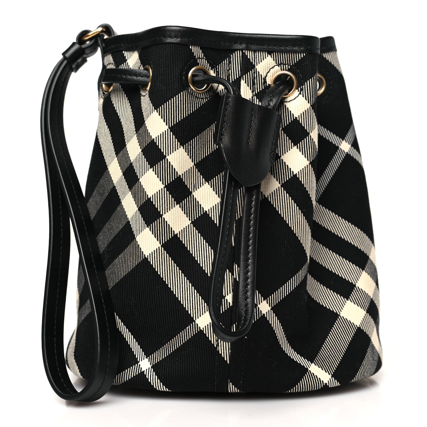 Burberry Check Mini Drawstring Pouch Black Calico 1 of 10