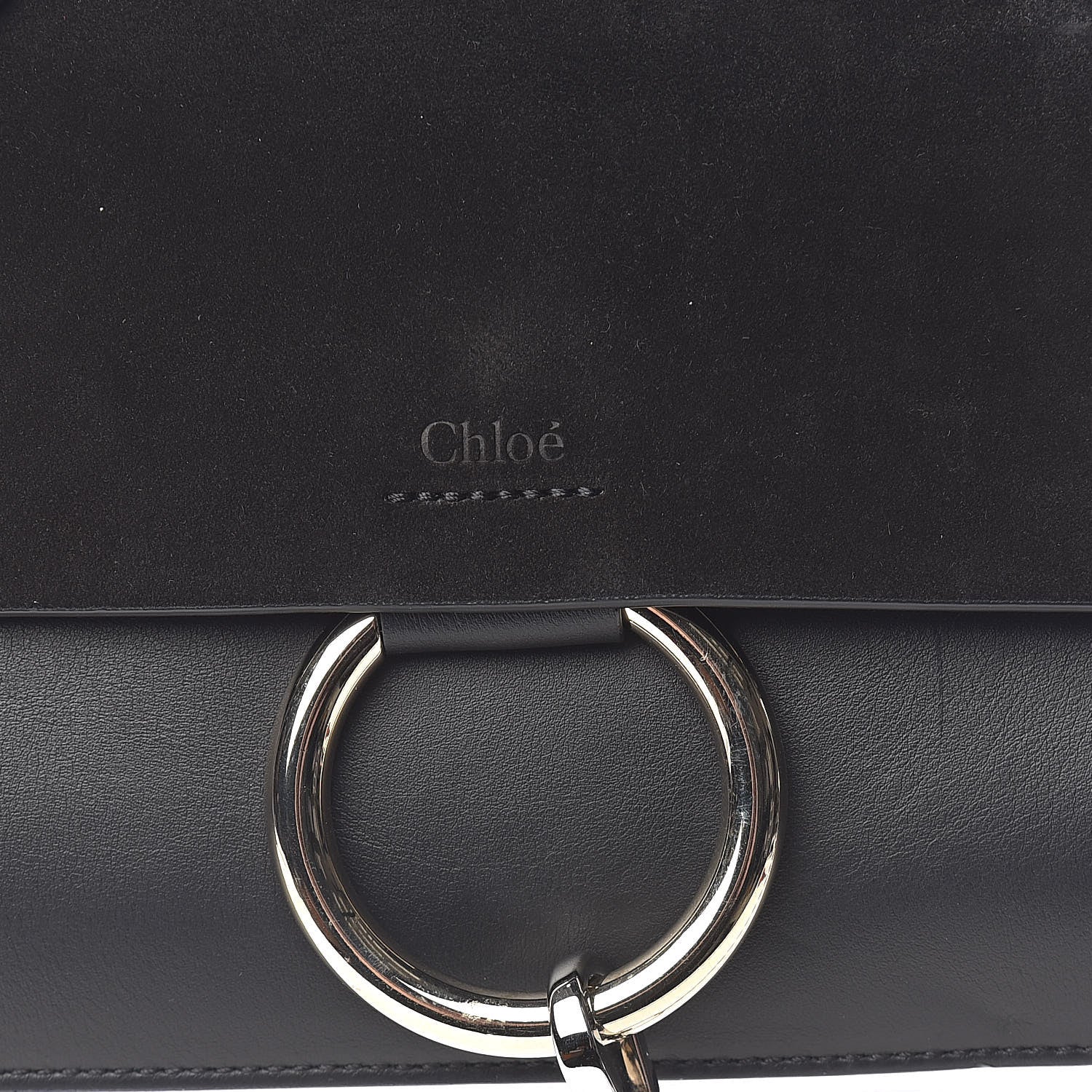 Chloe Suede Calfskin Small Faye Shoulder Bag Black 9 of 11