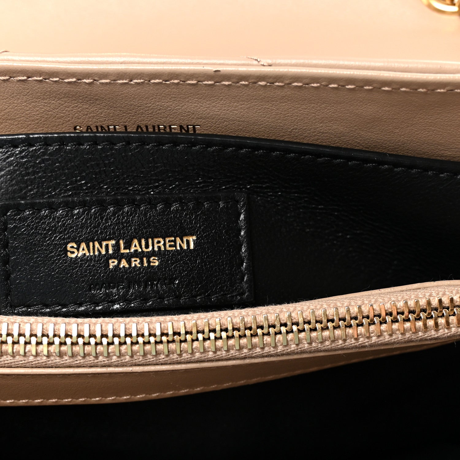 Saint Laurent Calfskin Y Quilted Monogram Small Loulou Chain Satchel Dark Beige 6 of 10