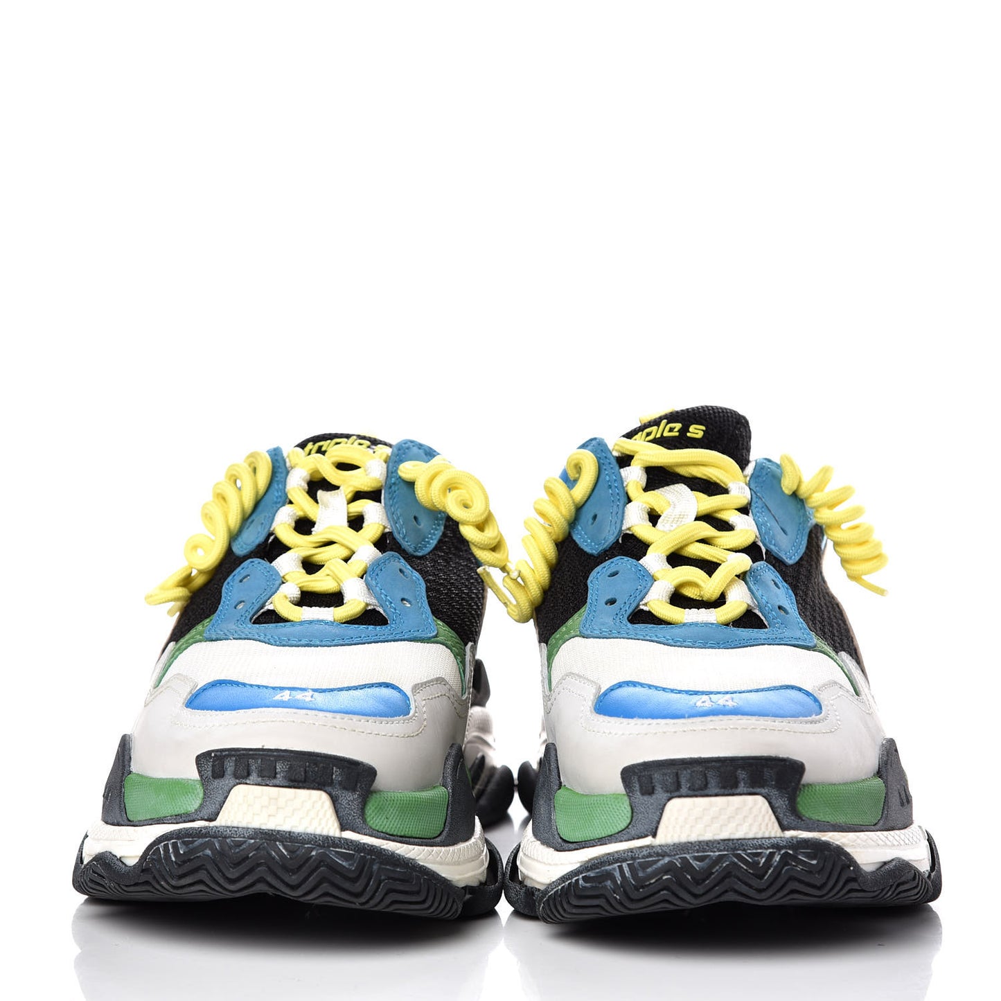 Fabric Mesh Nappa Mens Triple S Sneakers 44 Bleu White Vert Jaune