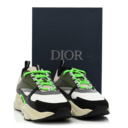 Christian Dior Technical Mesh Calfskin Mens B22 Sneakers 44 Olive Green Black Grey White 10 of 10