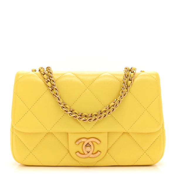 Chanel Iridescent Lambskin Quilted Mini Rectangular Pearl Crush
