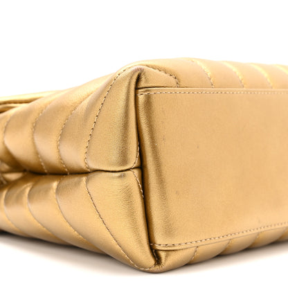 Saint Laurent Metallic Calfskin Y Quilted Small Loulou Monogram Chain Satchel Gold 9 of 12