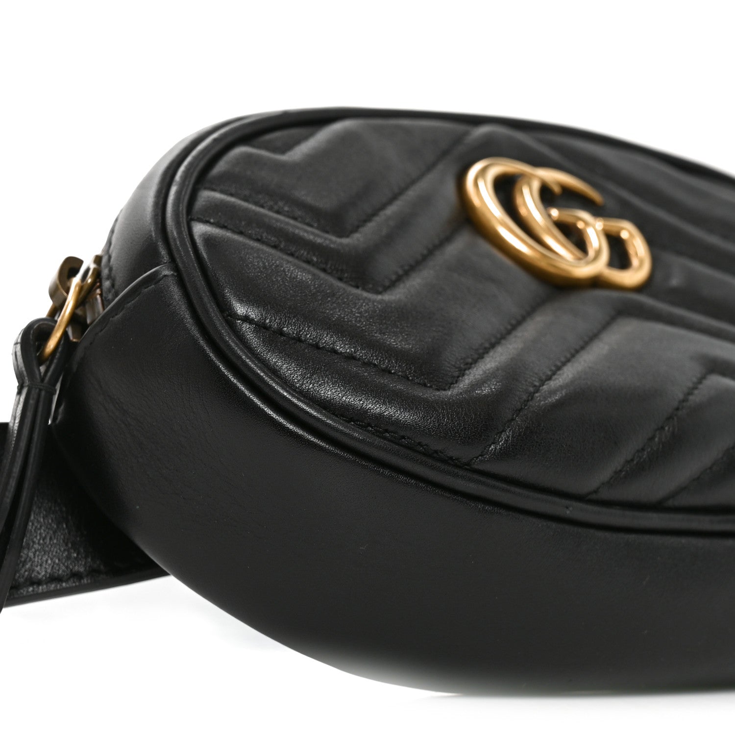 Gucci Calfskin Matelasse GG Marmont Belt Bag 95 38 Black 8 of 9