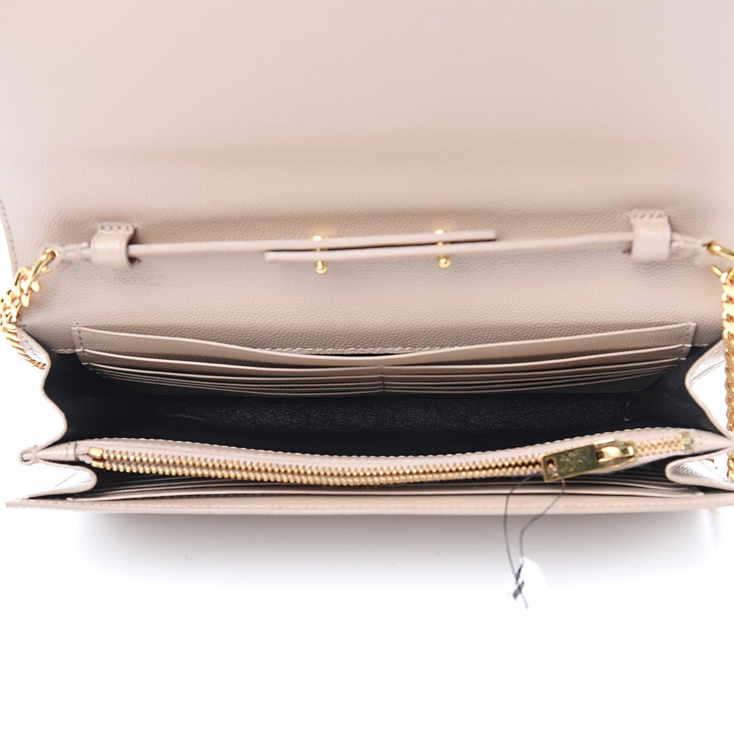 Saint Laurent Grain De Poudre Monogram Chain Wallet Dark Beige 5 of 10
