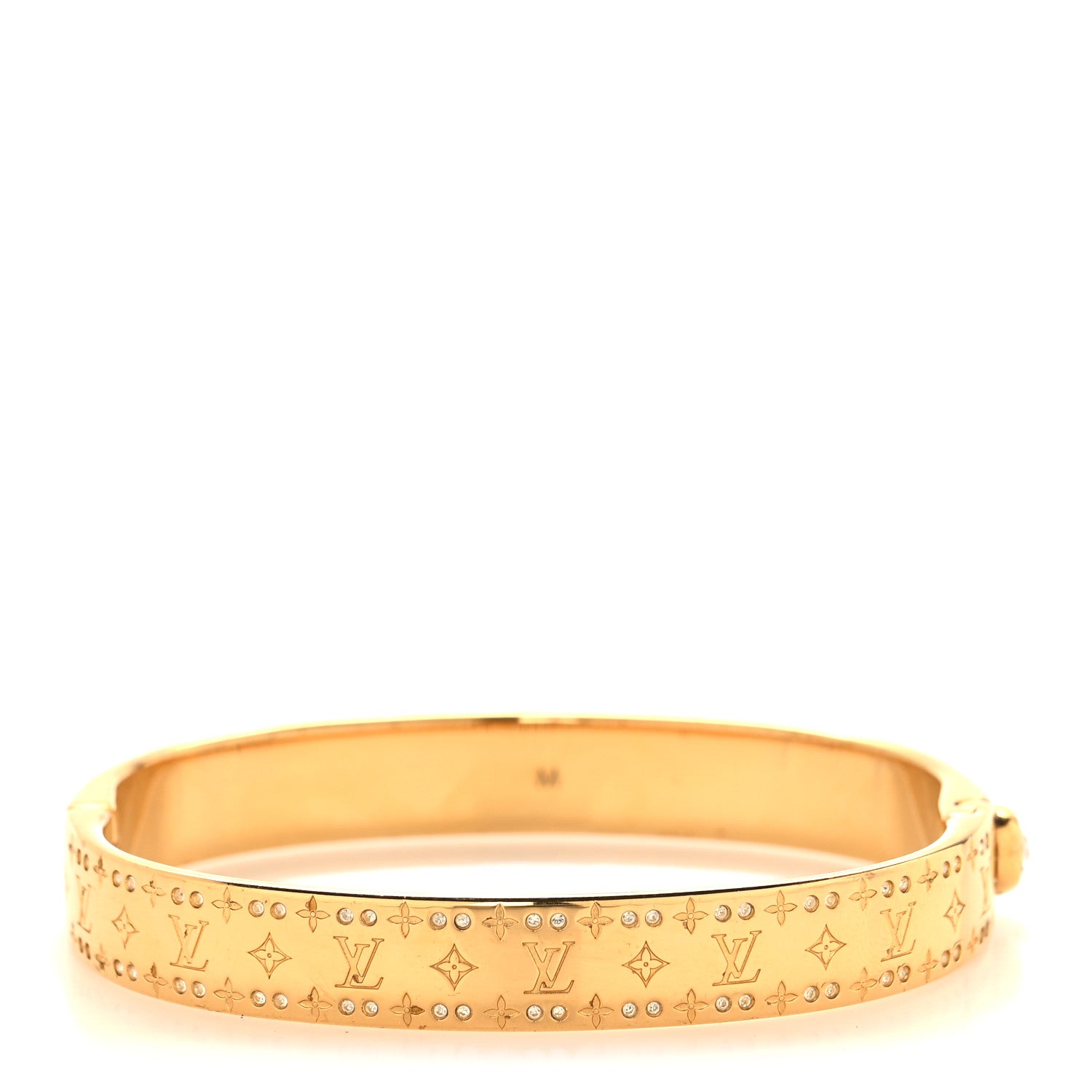 Louis Vuitton Brass Crystal Monogram Nanogram Strass Cuff M Gold 3 of 6