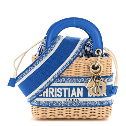 Christian Dior Wicker Oblique Mini Lady Dior Bag Florescent Blue 1 of 13
