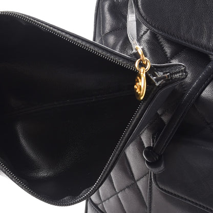 Chanel Lambskin Quilted Drawstring Backpack Black 10 of 11