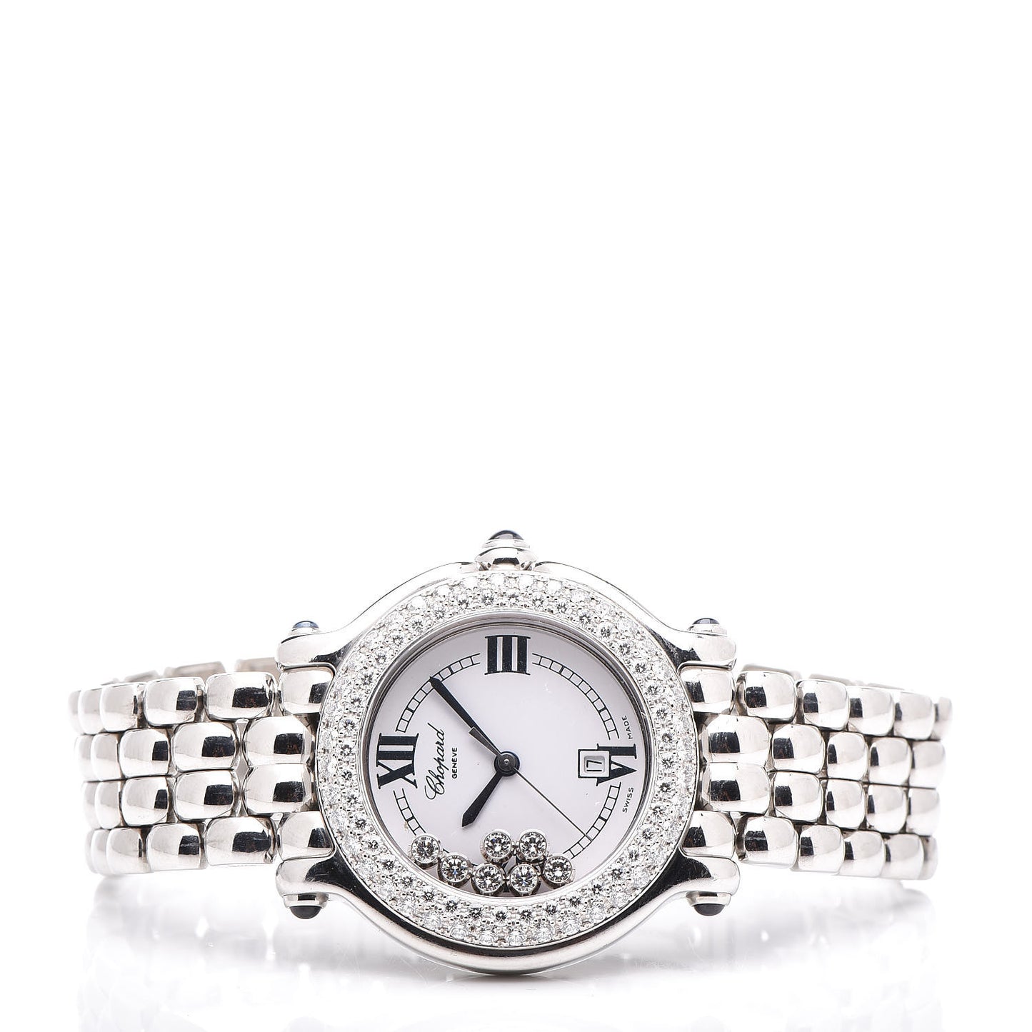 Stainless Steel Diamond Pave Bezel 32mm Happy Sport Quartz Watch