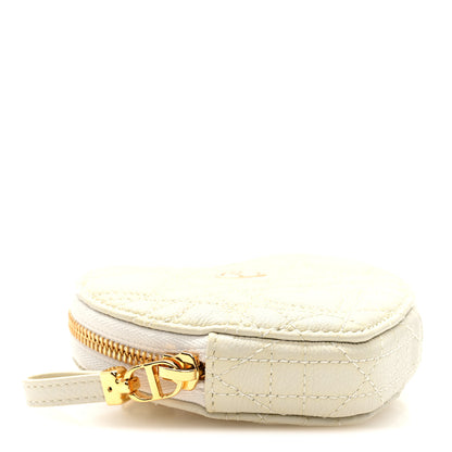 Christian Dior Calfskin Cannage Dioramour Caro Heart Pouch With Chain White 4 of 8
