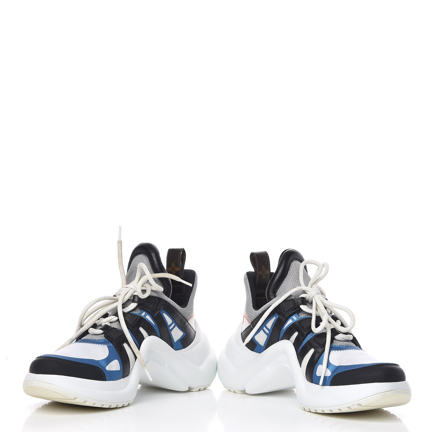 Calfskin Technical Nylon LV Archlight Sneakers 38 Blue Black Gris