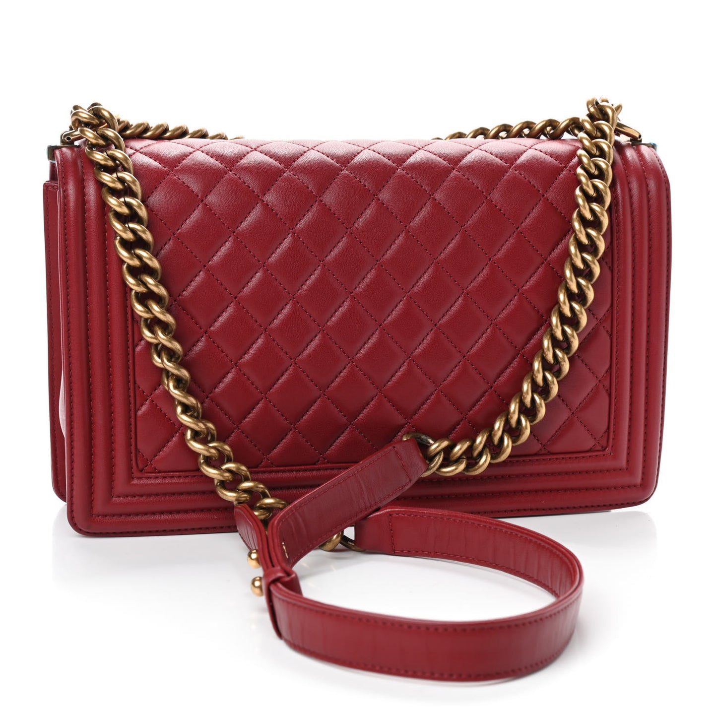 Calfskin Quilted New Medium Boy Flap Red