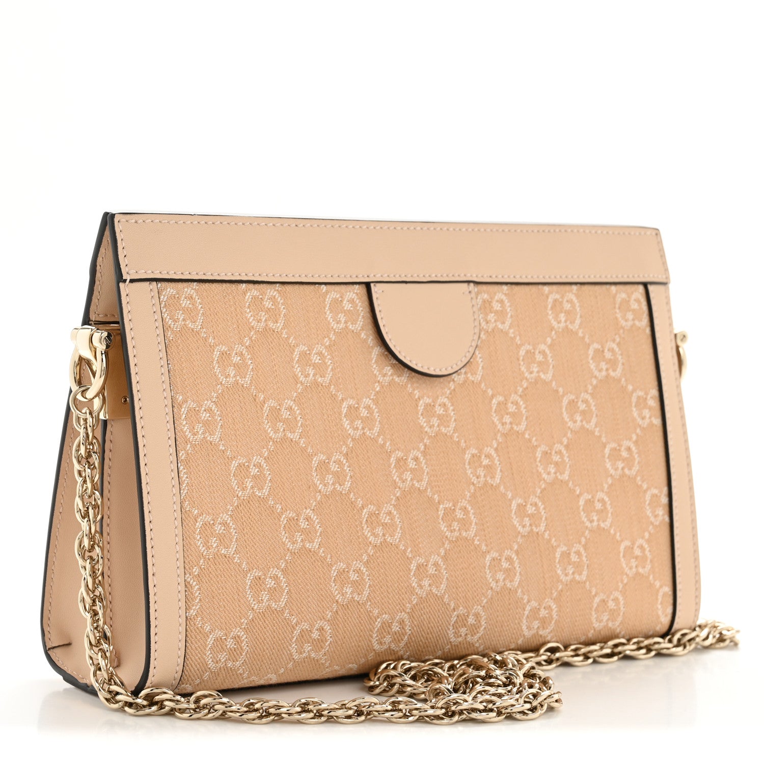 Gucci Denim Calfskin GG Monogram Small Ophidia Chain Shoulder Bag Light Beige 3 of 12