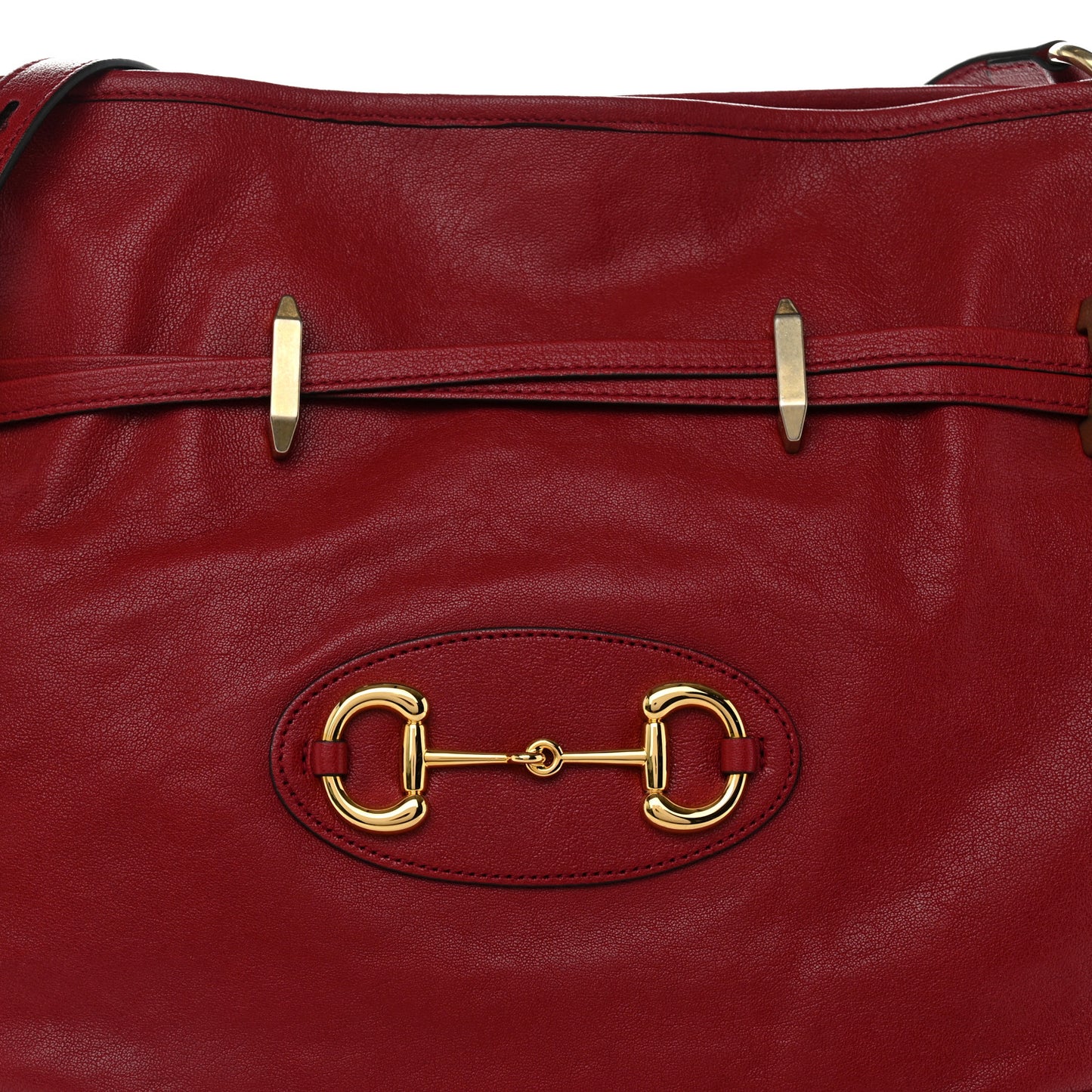 Sakai Be Green Calfskin Horsebit 1955 Cinch Top Messenger Bag New Cherry Red