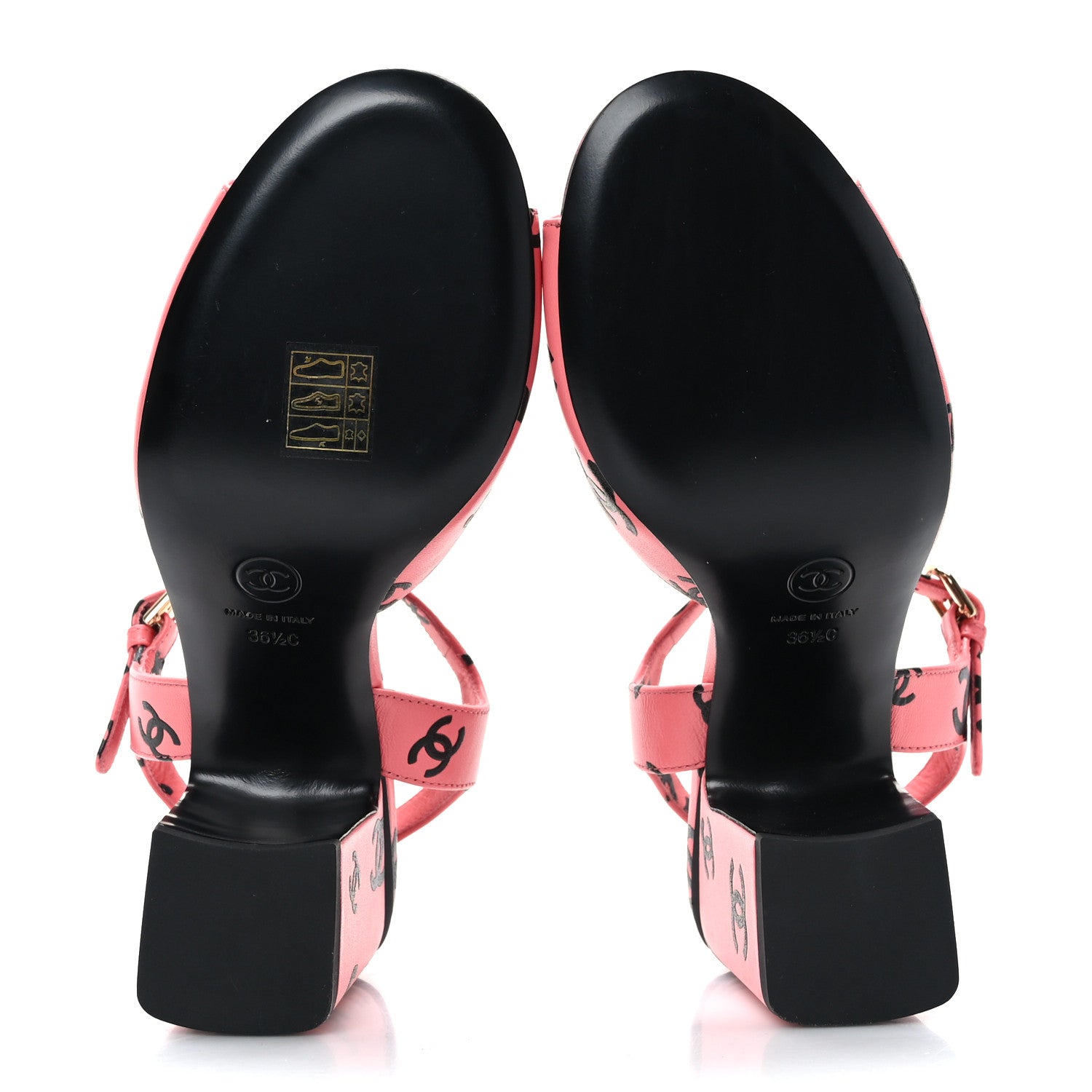 Chanel Printed Lambskin CC Sandals 36.5 Pink Black 5 of 8