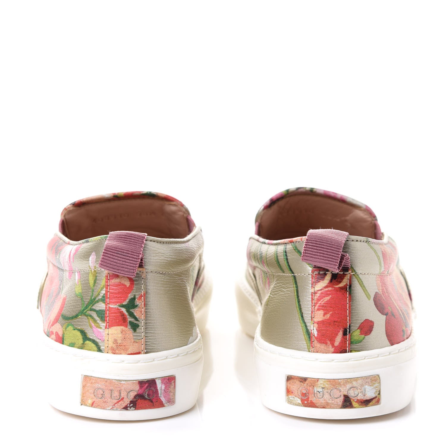 Gucci Calfskin Blooms Print Womens Slip On Sneakers 38.5 Gold Multicolor Dry Rose 6 of 11
